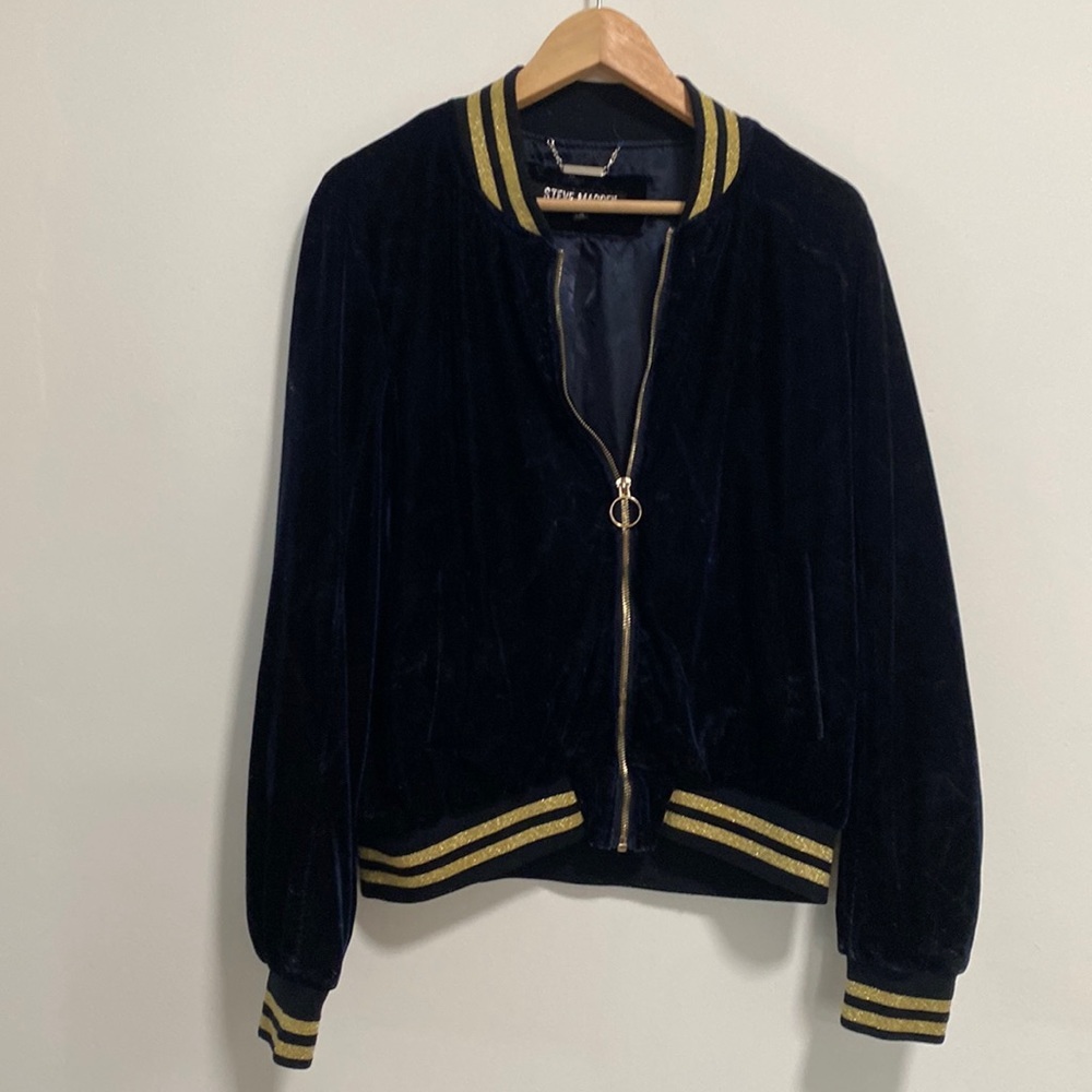 Steve Madden L Velour Bomber Jacket